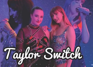 2 women and one is dressed like taylor swift for their tribute band taylor switch