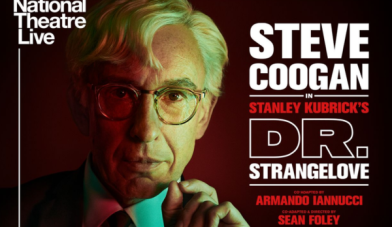 National theatre live dr strangelove poster of steve coogan with glasses and white hair