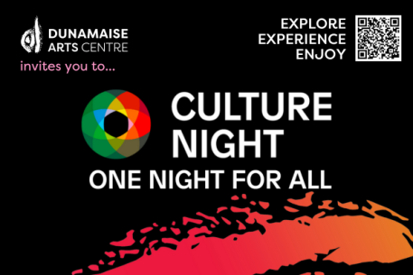 Culture Night at Dunamaise with logos on a black background