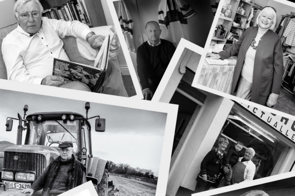 Collage of black and white photographs of people and places around Laois by Portlaoise Camera Club