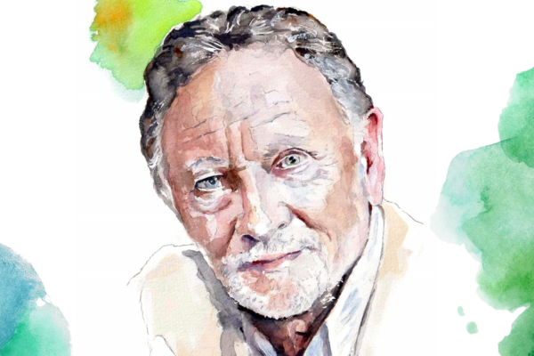 Close Up Image of Phil Coulter portrait in watercolour