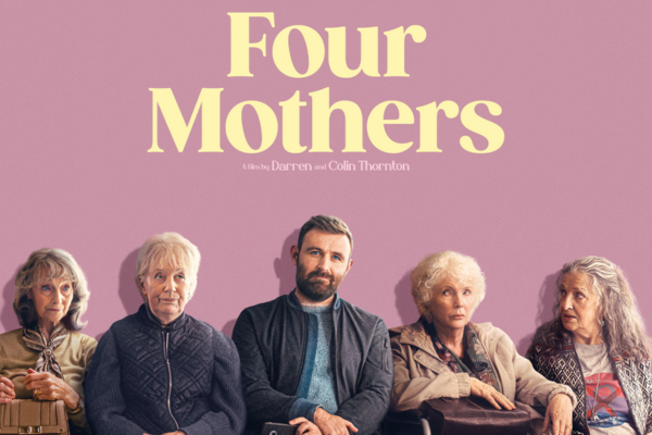Four mothers film poster image with four older women and one younger man in between them sitting in a row