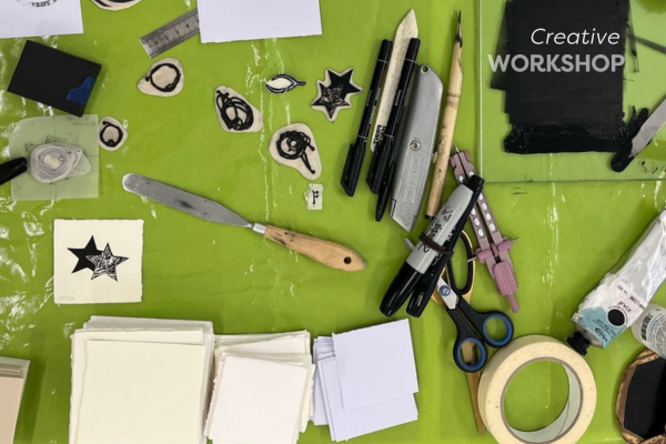 Printmakers tools and papers